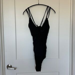 Black Strappy One-Piece Swimsuit